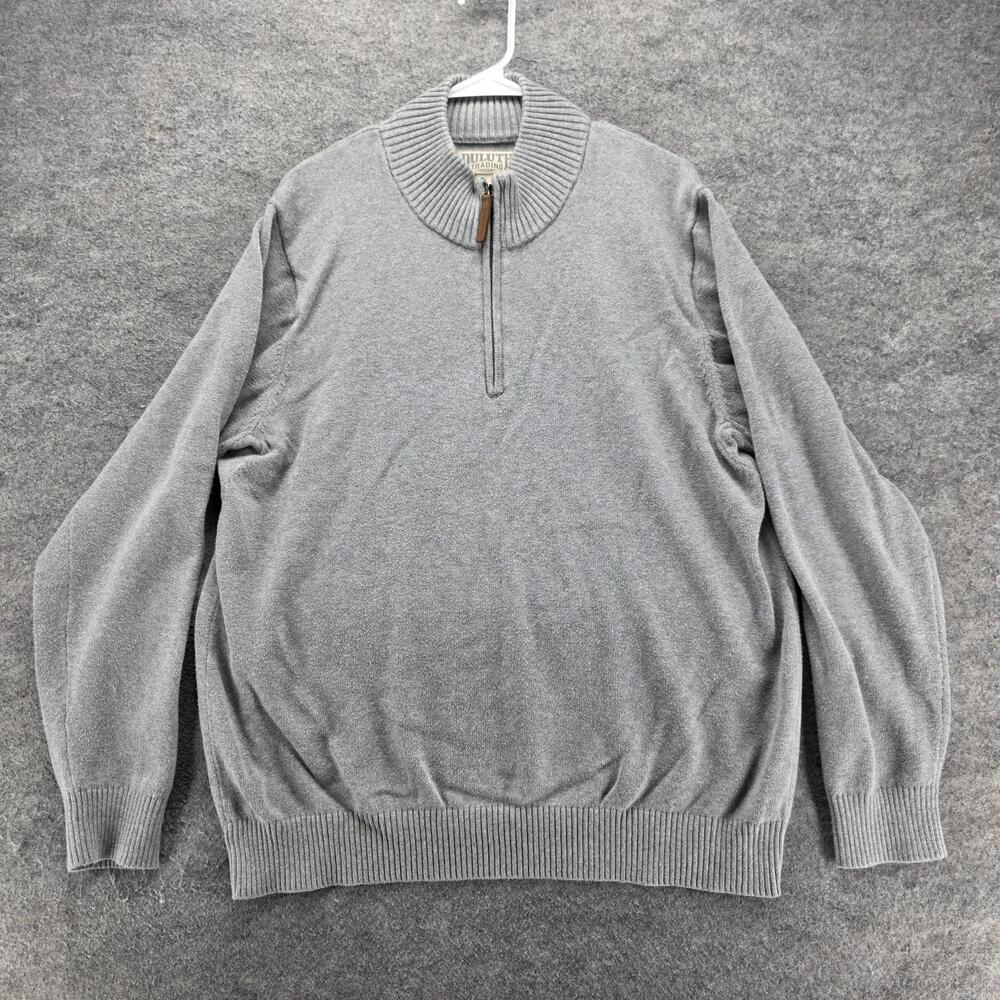 Duluth Trading Co. Sweater Mens L Gray Mock Neck 1/4 Zip Pullover Tight-Knit